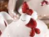 Ceramic teapot and cup set with hen decorations in relief White