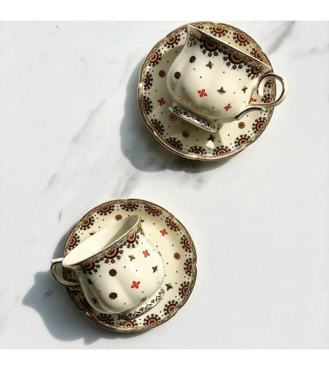 ECRU 2 espresso cups with saucers CASABLANCA