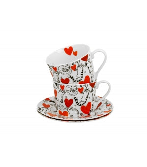 Cat’s World - HEARTS ( 2 teacup + saucers)