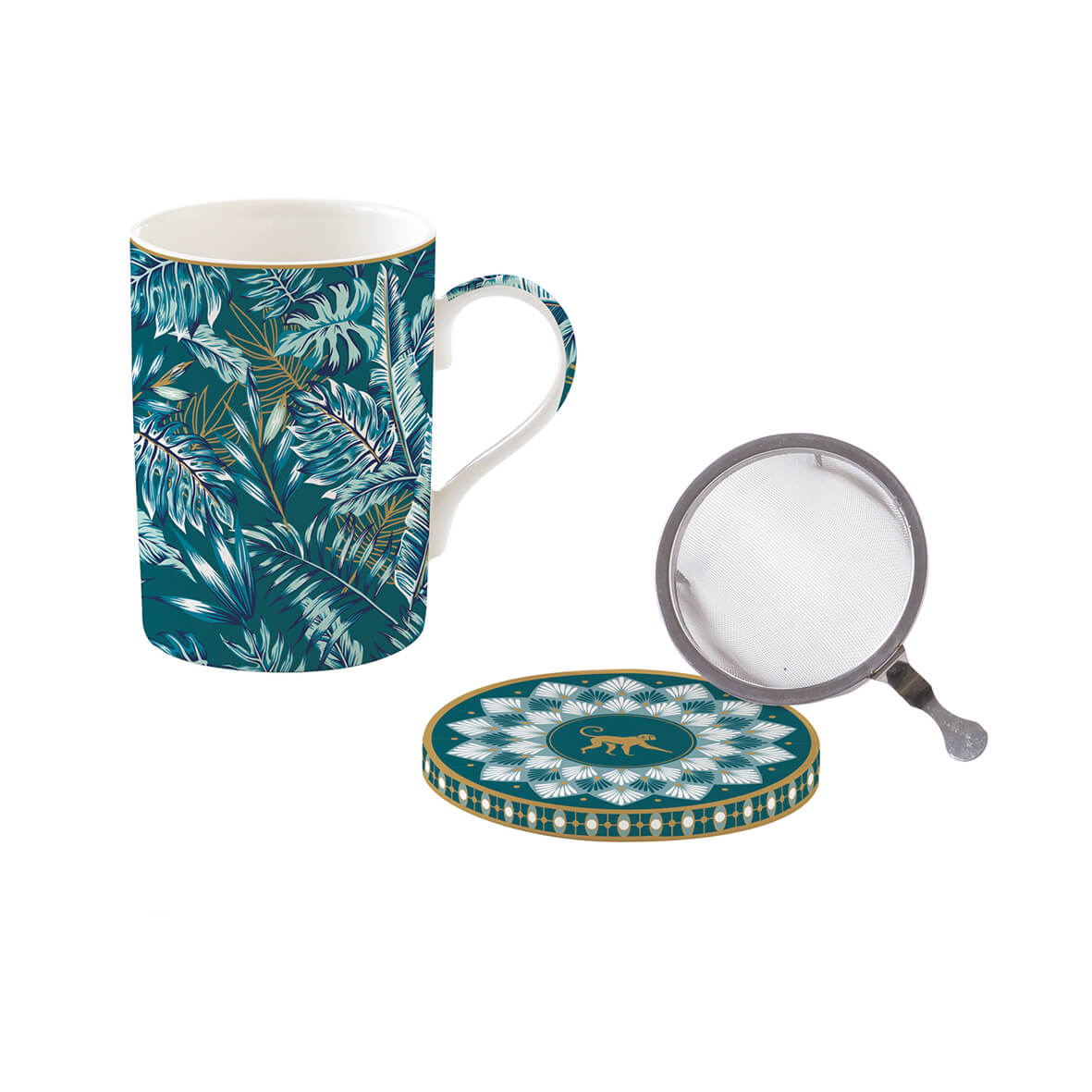 Mug with lid and infuser JUNGLE
