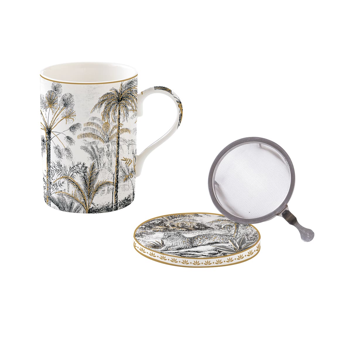 Mug with lid and infuser RETRO JUNGLE