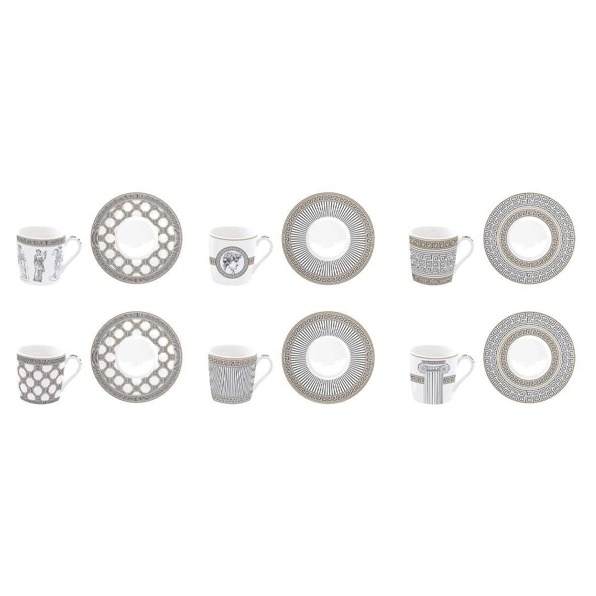 Set of 6 coffee porcelain cups with saucer / Gift box PALLADIUM