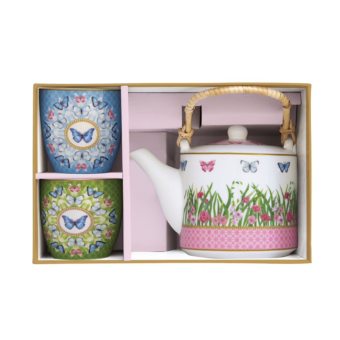 Teapot and two cup / gift box Spring Parade