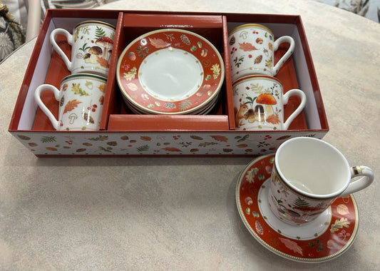 AUTUMN BREEZE Set 4 coffee cups and saucers