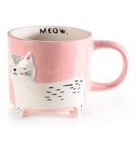 Ceramic mug with embossed animals and feet CAT
