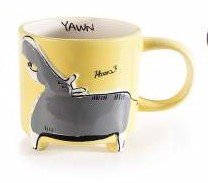 Ceramic mug with embossed animals and feet Hippo