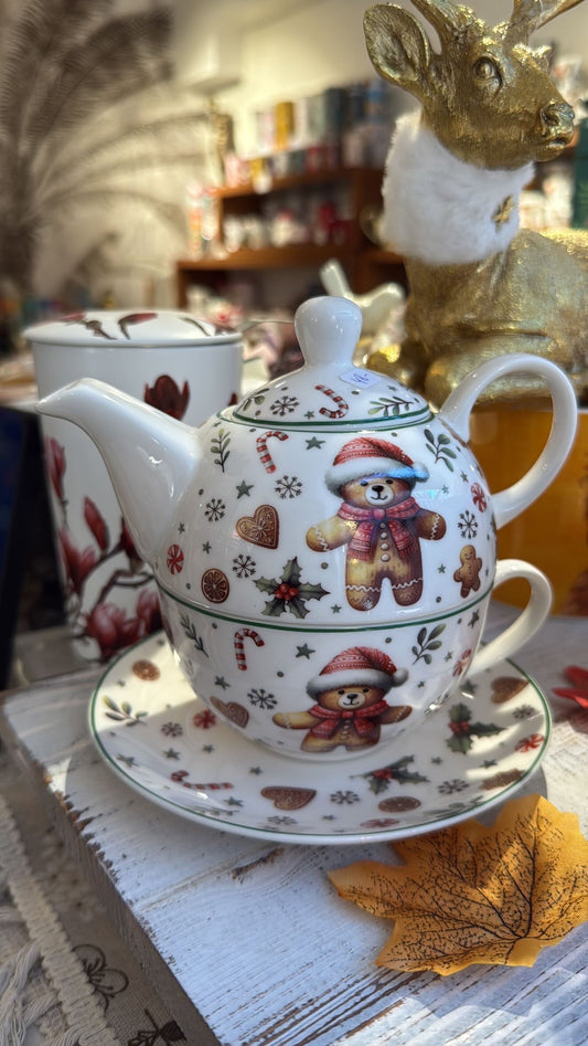 Teapot with cup- christmas cuties