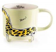 Ceramic mug with embossed animals and feet Giraffe