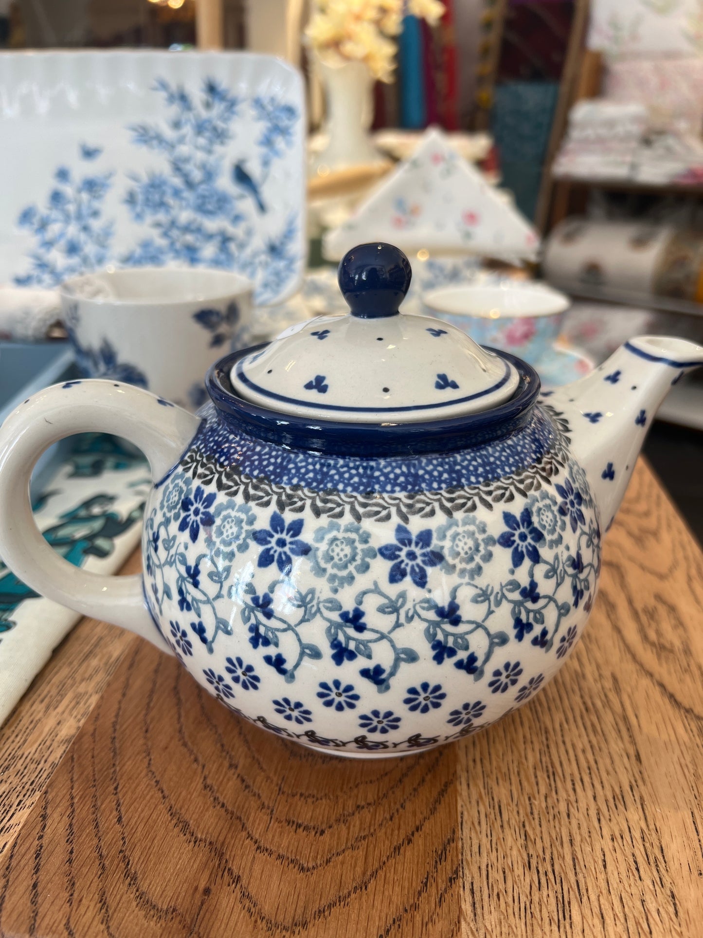 Blue flower teapot