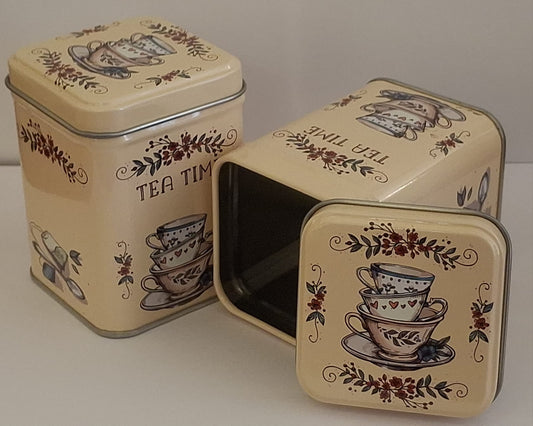 New tea time cups on beige background