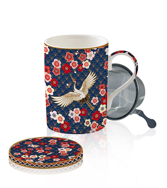 Mug with lid and metal infuser OKINAWA