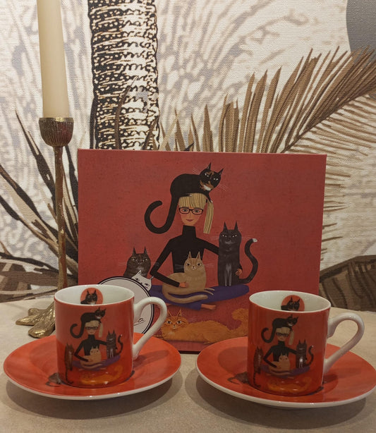 CINDY & KITTIES ( 2 cup + saucers)