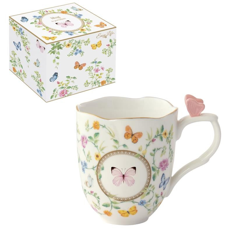 Porcelain mug dancing butterfly