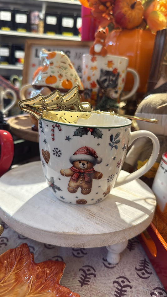 Mug with steel infuser- christmas cuties