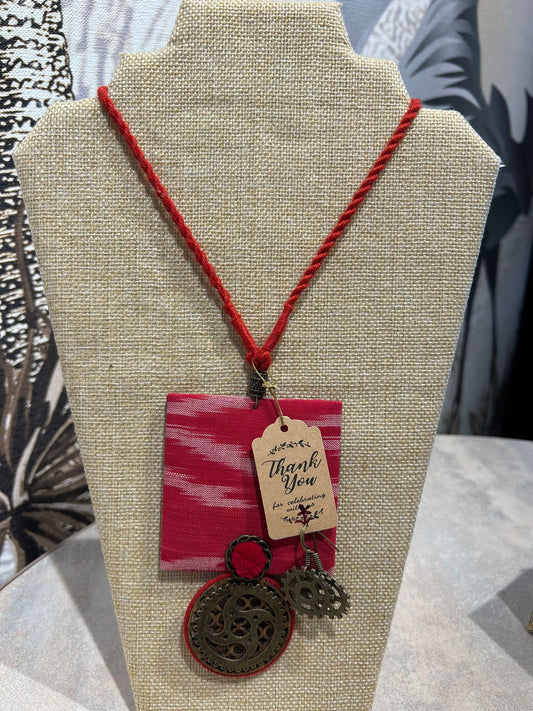 Red square with earings