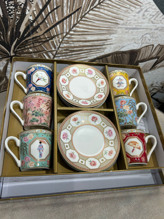 Set 6 coffee cups and saucers JARDINS D'ORIENT