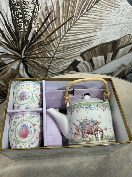 Set teapot and 2 cups SPRING BLOOM