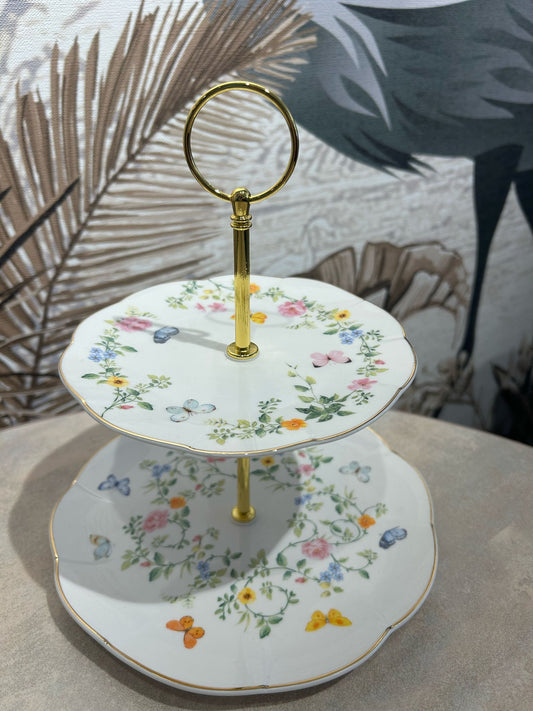 2 Tier cake plate DANCING BUTTERFLIES