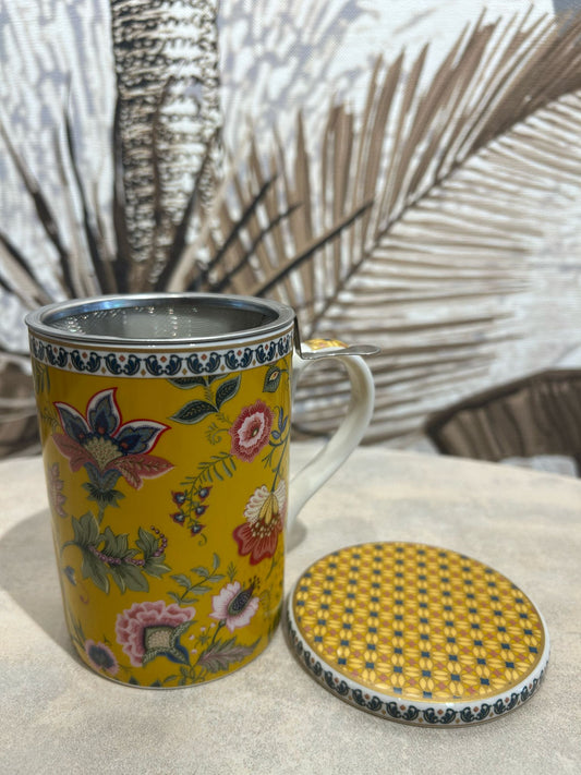 Yellow Mug with lid and metal infuser MAGIE D'ORIENT