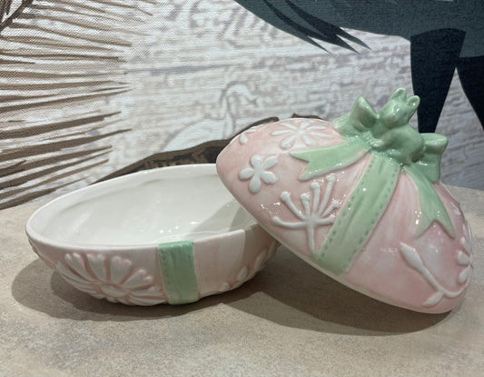 Ceramic Easter Egg Food Jar Sweet Holder Pink