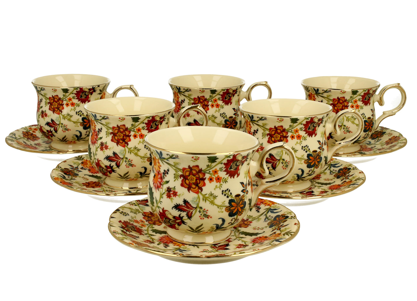 Duo set of 6 tea cups with saucer Fantasy