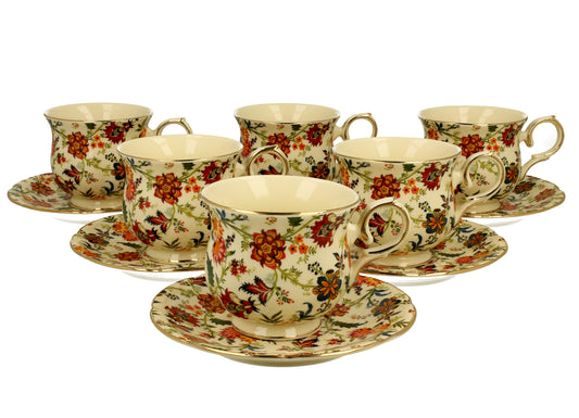 Duo set of 6 tea cups with saucer Fantasy
