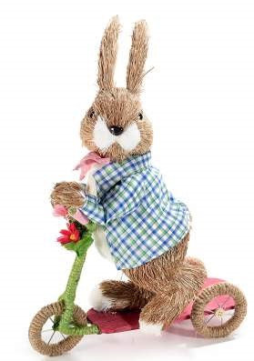 Natural fiber bunny on scooter Boy