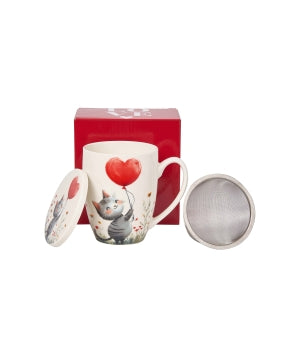 CAT WITH A BALLOON mug with infuser