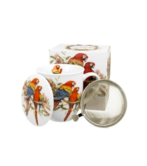 Mug with tea infuser World of Birds SCARLET MACAW