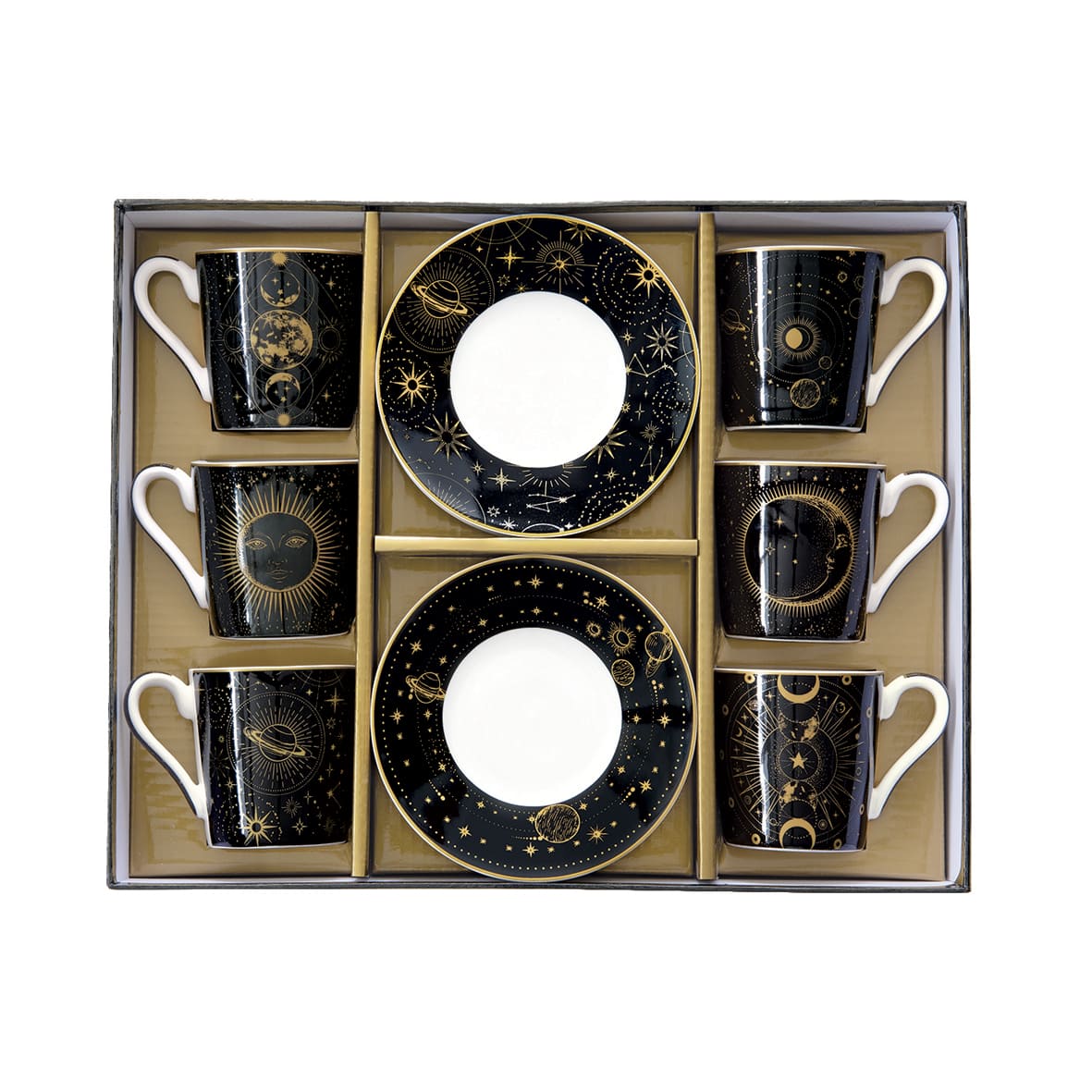 Set 6 coffee cups & saucers / gift box CELESTIAL