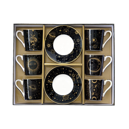 Set 6 coffee cups & saucers / gift box CELESTIAL