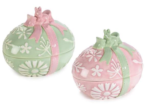 Ceramic Easter Egg Food Jar Sweet Holder Pink