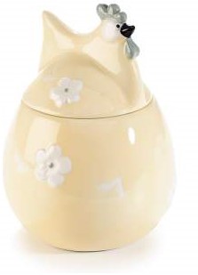 Ceramic chicken food jar with flowers relief Orange